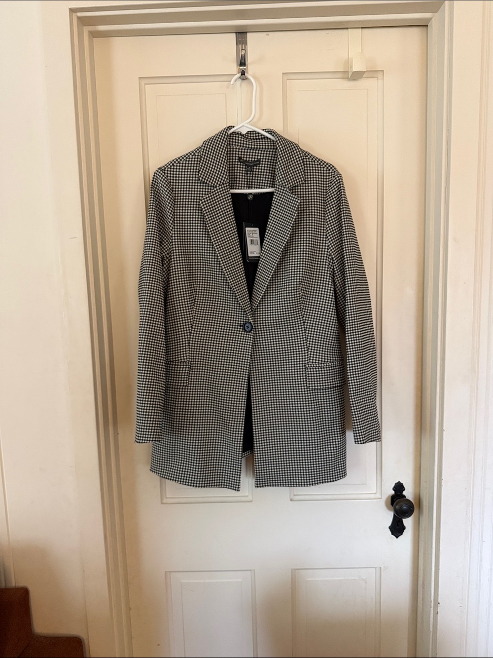 Adrianna Papell Black & White Houndstooth Single-Button Blazer